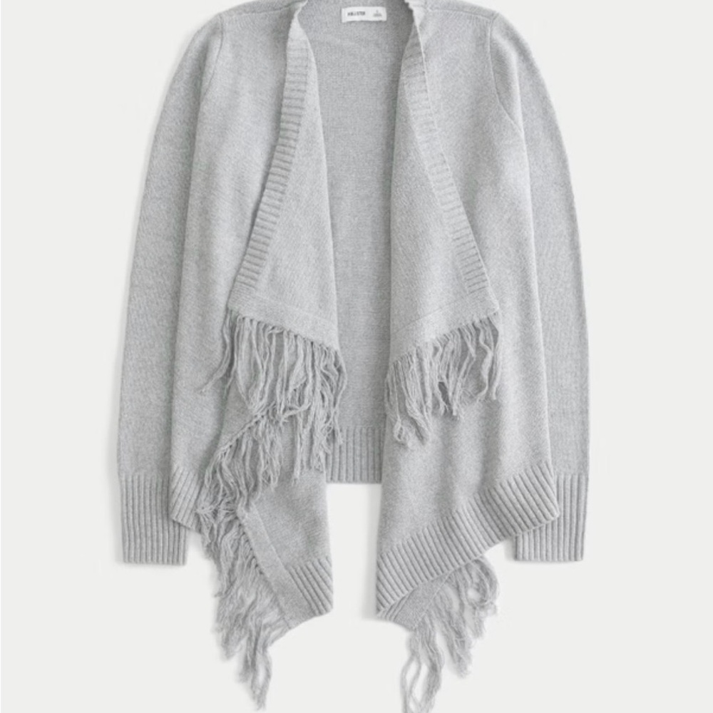 Hollister Light Gray Women's Fringe Sweater